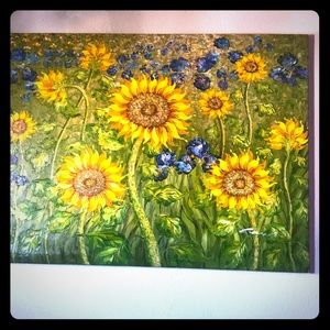 Large sunflower oil painting